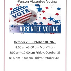In Person Absentee Voting - General Election